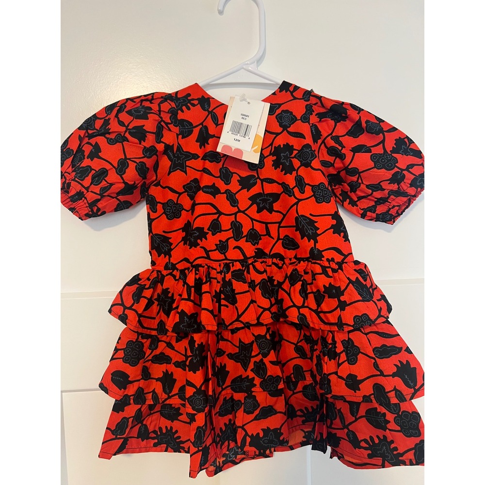 NWT - ELISA Mama girls red floral dress - size 12 months